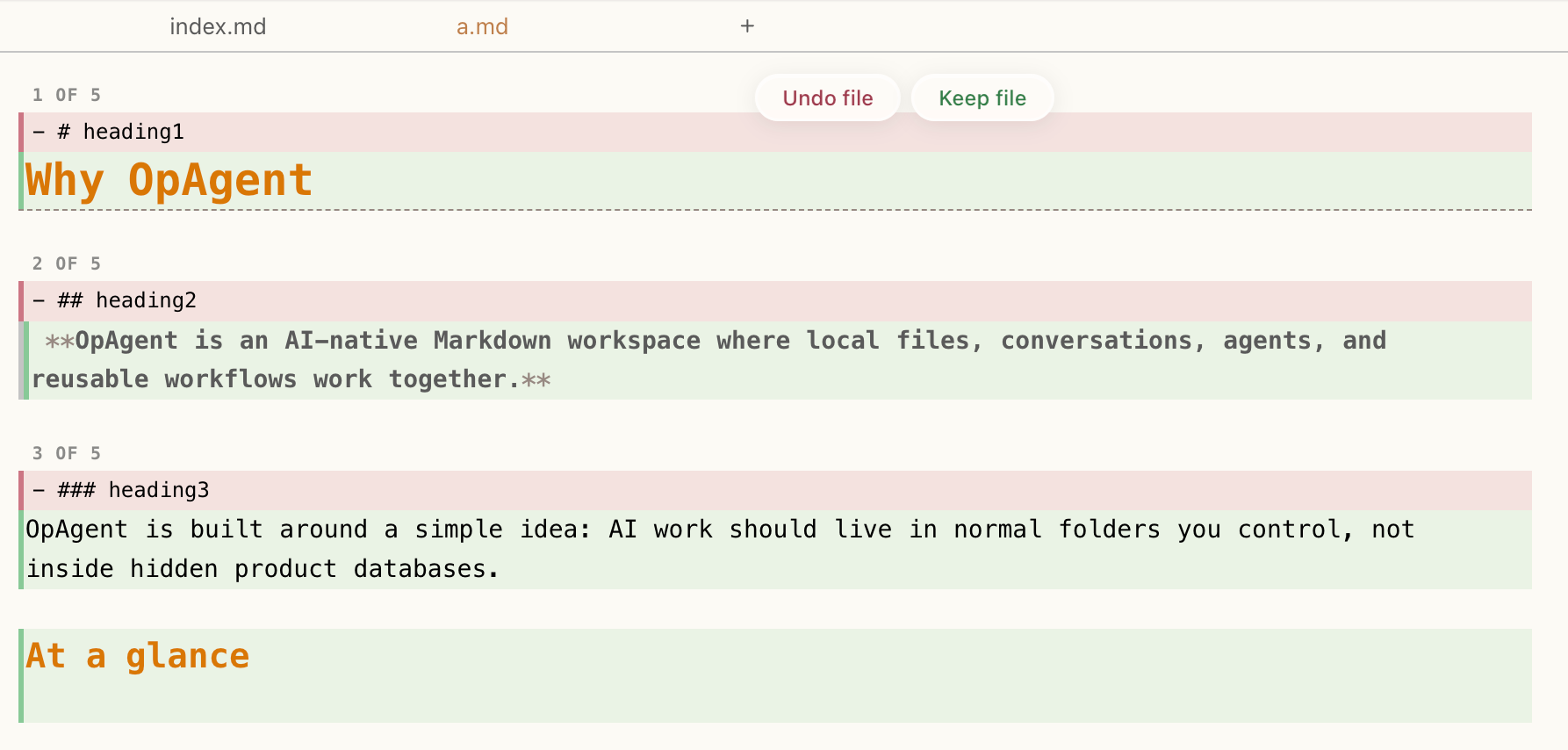 OpAgent file diff review